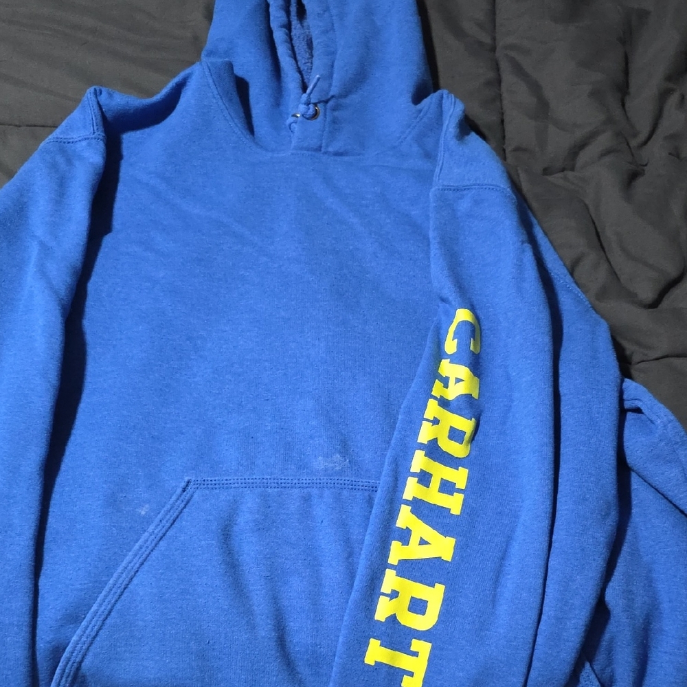 Carhartt Royal Blue Hoodie with Yellow Logo